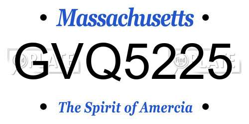 GVQ5225 Massachusetts License Plate