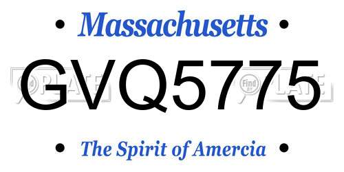 GVQ5775 Massachusetts License Plate