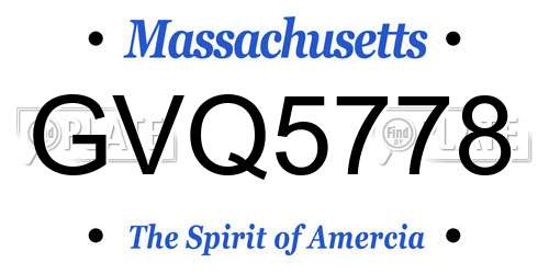 GVQ5778 Massachusetts License Plate