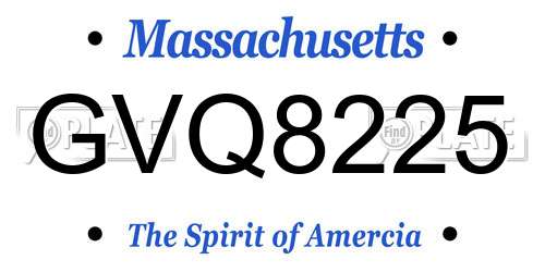 GVQ8225 Massachusetts License Plate
