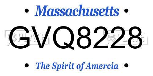 GVQ8228 Massachusetts License Plate