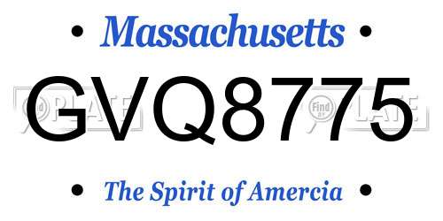 GVQ8775 Massachusetts License Plate