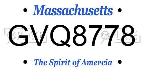 GVQ8778 Massachusetts License Plate