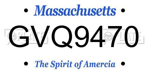 GVQ9470 Massachusetts License Plate