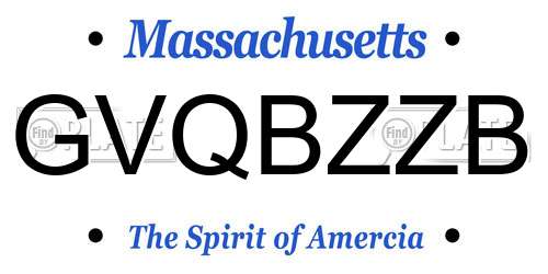 GVQBZZB Massachusetts License Plate