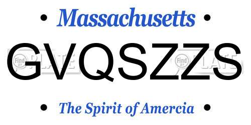 GVQSZZS Massachusetts License Plate