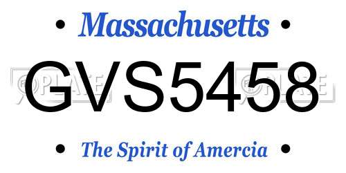 GVS5458 Massachusetts License Plate