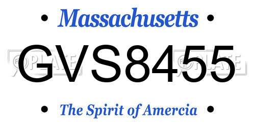 GVS8455 Massachusetts License Plate