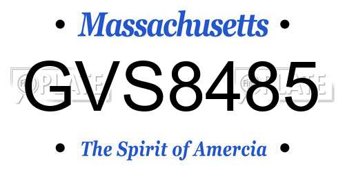 GVS8485 Massachusetts License Plate