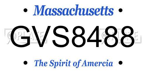 GVS8488 Massachusetts License Plate