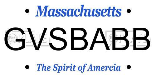 GVSBABB Massachusetts License Plate