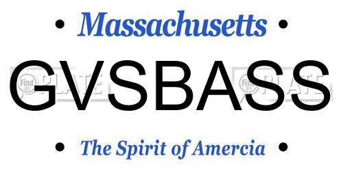 GVSBASS Massachusetts License Plate