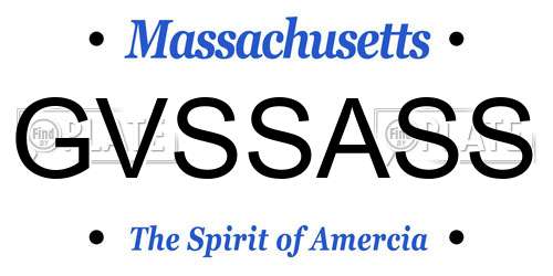 GVSSASS Massachusetts License Plate
