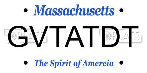 GVTATDT Massachusetts License Plate