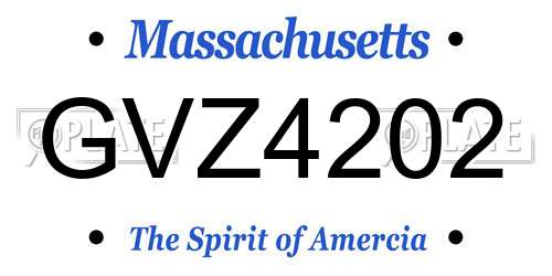 GVZ4202 Massachusetts License Plate