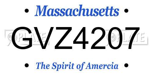 GVZ4207 Massachusetts License Plate