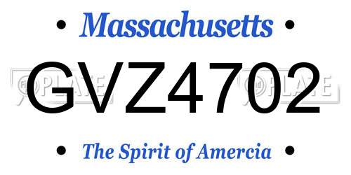 GVZ4702 Massachusetts License Plate