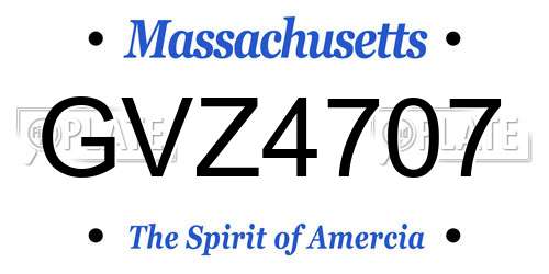 GVZ4707 Massachusetts License Plate