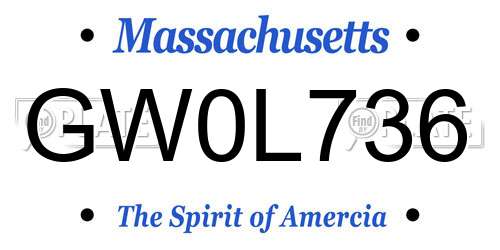 GW0L736 Massachusetts License Plate
