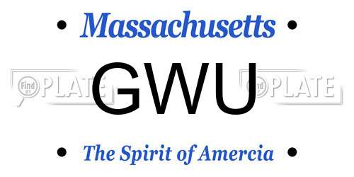 GWU Massachusetts License Plate