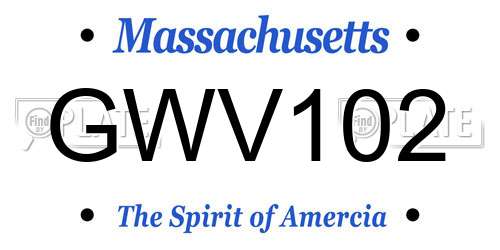GWV102 Massachusetts License Plate