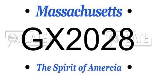GX2028 Massachusetts License Plate