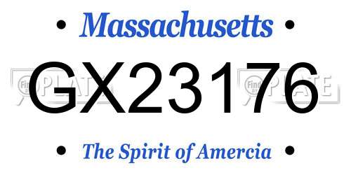 GX23176 Massachusetts License Plate