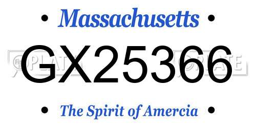 GX25366 Massachusetts License Plate