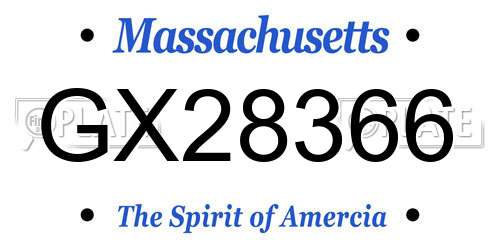 GX28366 Massachusetts License Plate