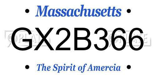 GX2B366 Massachusetts License Plate