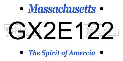 GX2E122 Massachusetts License Plate