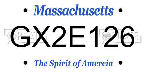 GX2E126 Massachusetts License Plate