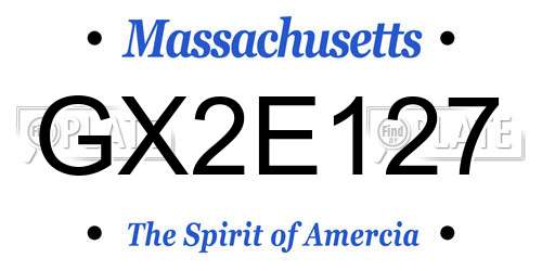 GX2E127 Massachusetts License Plate