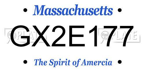 GX2E177 Massachusetts License Plate