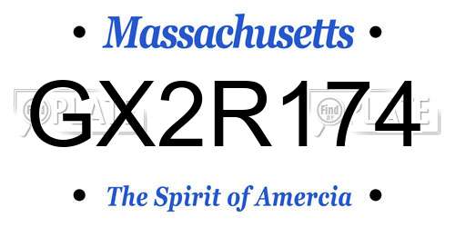 GX2R174 Massachusetts License Plate