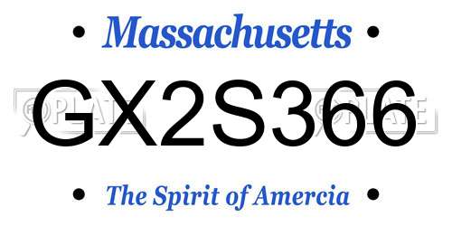 GX2S366 Massachusetts License Plate