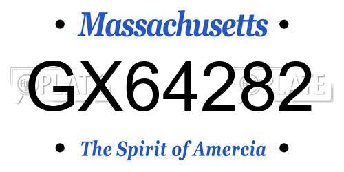 GX64282 Massachusetts License Plate