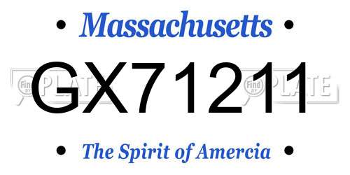 GX71211 Massachusetts License Plate