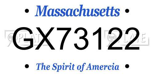 GX73122 Massachusetts License Plate