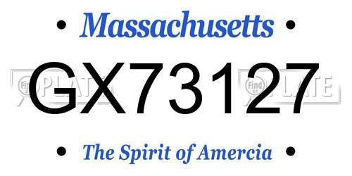 GX73127 Massachusetts License Plate