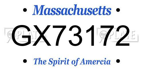 GX73172 Massachusetts License Plate