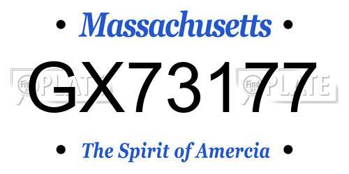 GX73177 Massachusetts License Plate