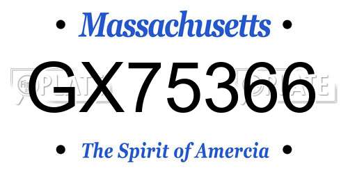 GX75366 Massachusetts License Plate