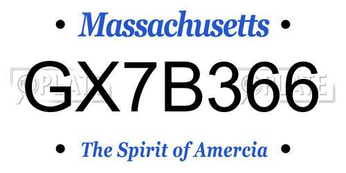 GX7B366 Massachusetts License Plate