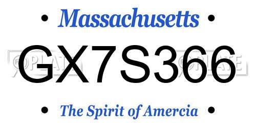GX7S366 Massachusetts License Plate