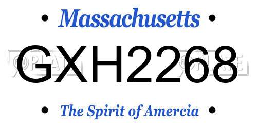 GXH2268 Massachusetts License Plate