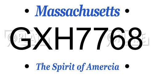 GXH7768 Massachusetts License Plate