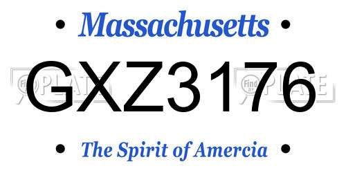 GXZ3176 Massachusetts License Plate