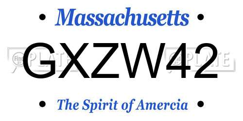 GXZW42 Massachusetts License Plate