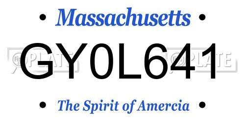 GY0L641 Massachusetts License Plate